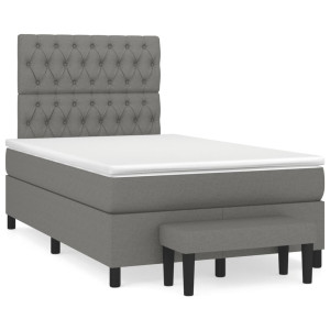 vidaXL Boxspring met matras stof donkergrijs 120x190 cm