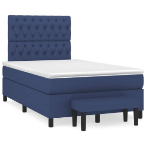 vidaXL Boxspring met matras stof blauw 120x190 cm