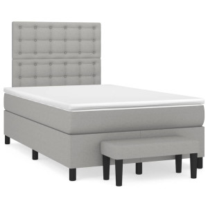 vidaXL Boxspring met matras stof lichtgrijs 120x190 cm
