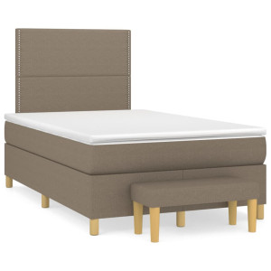 vidaXL Boxspring met matras stof taupe 120x190 cm