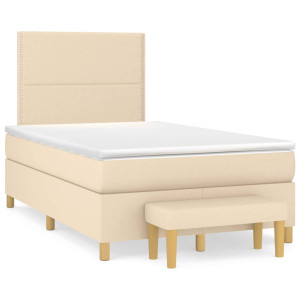 vidaXL Boxspring met matras stof crèmekleurig 120x190 cm