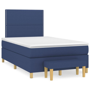 vidaXL Boxspring met matras stof blauw 120x190 cm