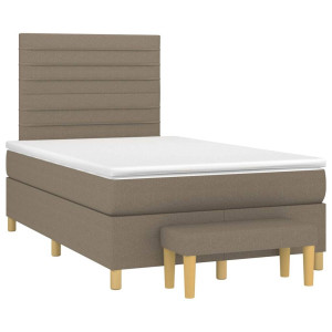 vidaXL Boxspring met matras stof taupe 120x190 cm