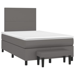 vidaXL Boxspring met matras kunstleer grijs 120x190 cm