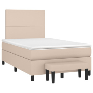 vidaXL Boxspring met matras kunstleer cappuccinokleurig 120x190 cm