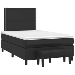 vidaXL Boxspring met matras kunstleer zwart 120x190 cm