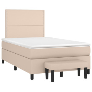 vidaXL Boxspring met matras kunstleer cappuccinokleurig 120x190 cm