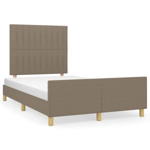 vidaXL Bedframe met hoofdbord stof taupe 120x190 cm