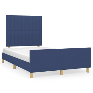 vidaXL Bedframe met hoofdbord stof blauw 120x190 cm