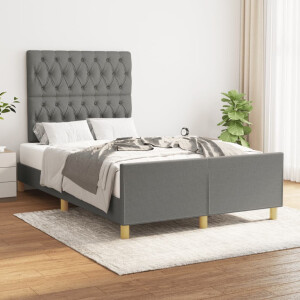 vidaXL Bedframe zonder matras 120x190 cm stof donkergrijs