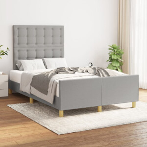 vidaXL Bedframe zonder matras 120x190 cm stof lichtgrijs
