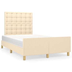 vidaXL Bedframe met hoofdbord stof crèmekleurig 120x190 cm