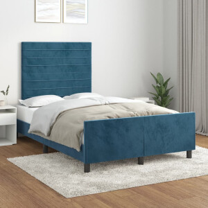 vidaXL Bedframe zonder matras 120x190 cm fluweel donkerblauw