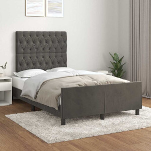 vidaXL Bedframe zonder matras 120x190 cm fluweel donkergrijs