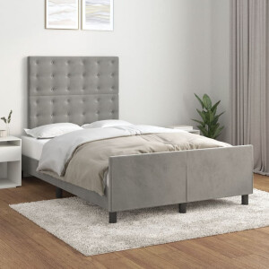 vidaXL Bedframe zonder matras 120x190 cm fluweel lichtgrijs
