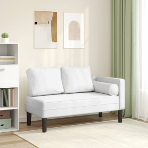 vidaXL Chaise longue met kussens kunstleer wit