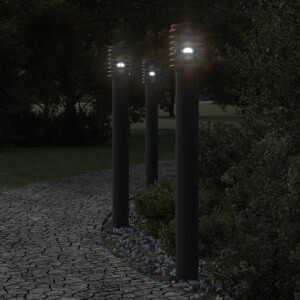 vidaXL Buitenvloerlamp met stopcontact 110 cm roestvrijstaal zwart