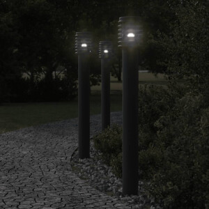vidaXL Buitenvloerlampen 3 st stopcontact 110 cm roestvrijstaal zwart