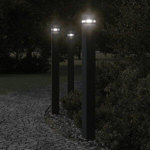 vidaXL Vloerlampen voor buiten 3 st 110 cm aluminium zwart