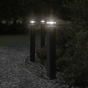 vidaXL Buitenvloerlampen 3 st met stopcontact 80 cm aluminium zwart