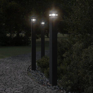 vidaXL Vloerlamp voor buiten met stopcontact 110 cm aluminium zwart