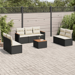 vidaXL 8-delige Loungeset met kussens poly rattan zwart