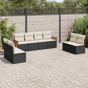 vidaXL 8-delige Loungeset met kussens poly rattan zwart