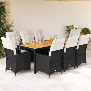 vidaXL 9-delige Tuinset poly rattan zwart
