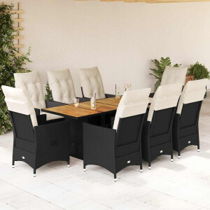 vidaXL 9-delige Tuinset poly rattan zwart