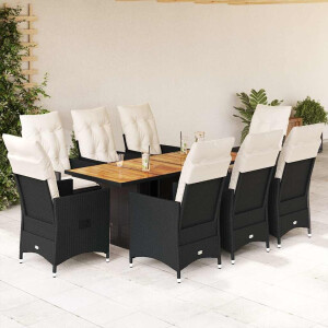 vidaXL 9-delige Tuinset poly rattan zwart
