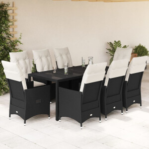 vidaXL 9-delige Tuinset poly rattan zwart