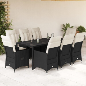vidaXL 9-delige Tuinset poly rattan zwart