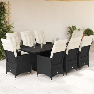 vidaXL 9-delige Tuinset poly rattan zwart