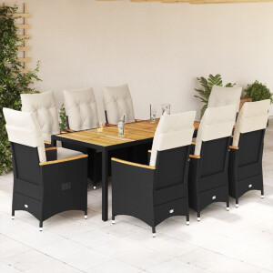 vidaXL 9-delige Tuinset poly rattan zwart