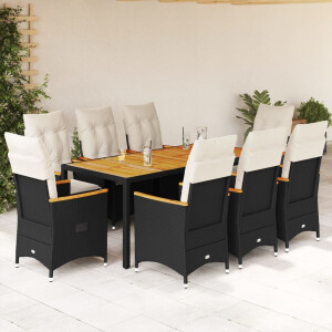 vidaXL 9-delige Tuinset poly rattan zwart