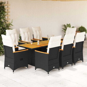 vidaXL 9-delige Tuinset poly rattan zwart