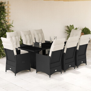 vidaXL 9-delige Tuinset poly rattan zwart