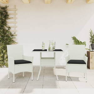 vidaXL 3-delige Tuinset met kussens poly rattan en glas grijs