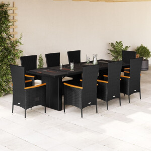 vidaXL 9-delige Tuinset poly rattan zwart