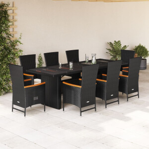 vidaXL 9-delige Tuinset poly rattan zwart