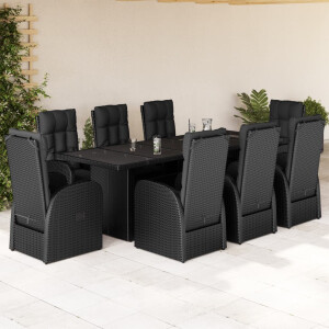 vidaXL 9-delige Tuinset poly rattan zwart