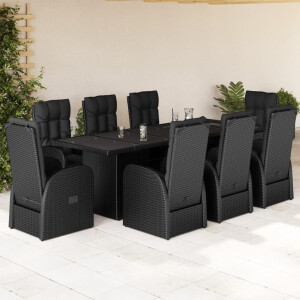 vidaXL 9-delige Tuinset poly rattan zwart