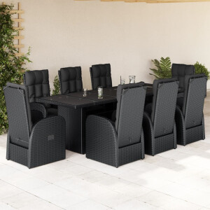 vidaXL 9-delige Tuinset poly rattan zwart