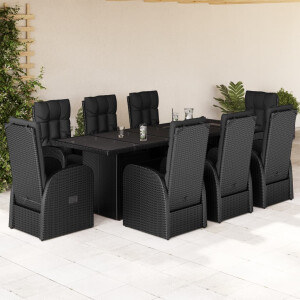 vidaXL 9-delige Tuinset poly rattan zwart