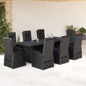vidaXL 9-delige Tuinset poly rattan zwart