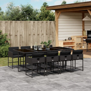 vidaXL 9-delige Tuinset poly rattan zwart