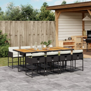 vidaXL 9-delige Tuinset poly rattan zwart