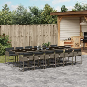 vidaXL 13-delige Tuinset met kussens poly rattan grijs