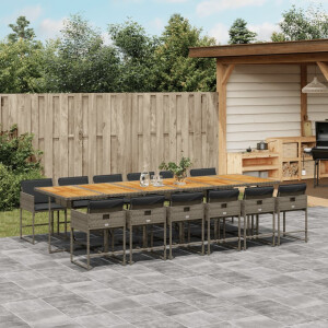 vidaXL 13-delige Tuinset met kussens poly rattan grijs