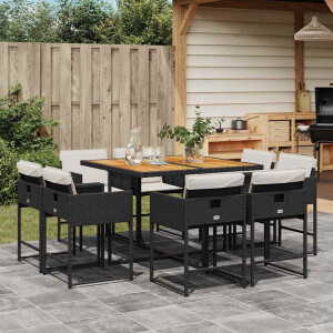 vidaXL 9-delige Tuinset poly rattan zwart